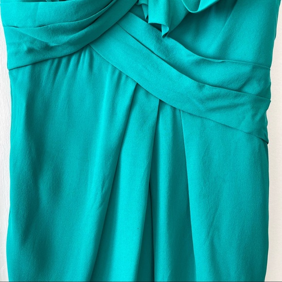 BCBG Max Azria Silk Teal Sleeveless Draped A-Line Mini Dress - Picture 5 of 9